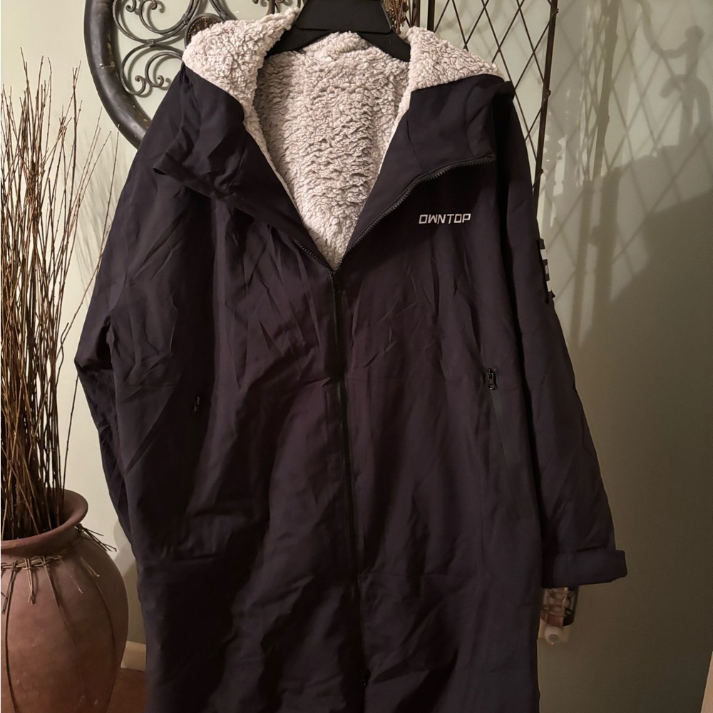 Women's Black Puffer Coat with Sherpa Lining